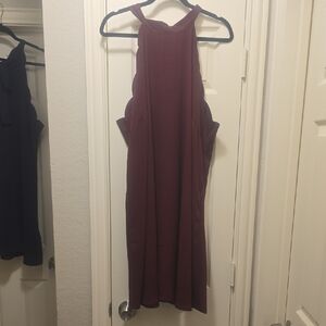 SHEIN Burgundy Halter Sundress for Cocktail